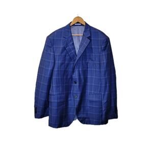 Peter Millar Wool Windowpane Plaid Two Button Double Vented Suit Jacket 44R
